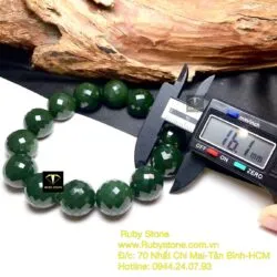Vòng chuỗi Ngọc bích Canada xanh đậm, mài giác 16 ly - Hình ảnh 2