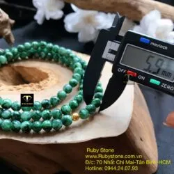 Chuỗi ngọc cẩm thạch sơn thuỷ 108 hạt mix bi vàng 24k