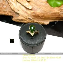 Nhẫn giọt nước Ngọc bích xanh đậm, vàng 18k - Ảnh 6