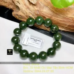 Vòng chuỗi Ngọc bích xanh đậm VIP 15 ly - Hình ảnh 5