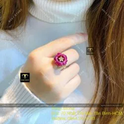 Nhẫn hoa mẫu đơn Ruby Nam Phi, vàng 18k - Ảnh 11