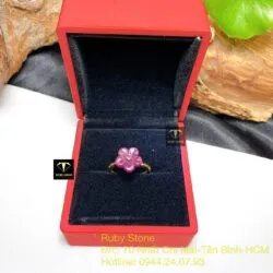 Nhẫn hoa mai Ruby Nam Phi, vàng 18k - Hình ảnh 3