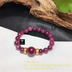Vòng tay Ruby Nam Phi 8 ly, mix trái châu mài giác và bánh xe vàng 24k - Ảnh 4