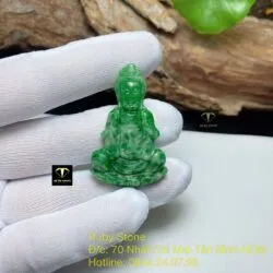 Phật quan âm ngọc Cẩm thạch xanh lý táo, KT 43mm