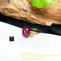Nhẫn hoa mẫu đơn Ruby Nam Phi, vàng 18k - Ảnh 3