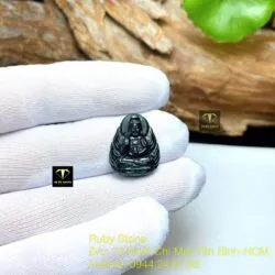 Phật Quan Âm ngọc Phỉ Thúy Mực Dục, KT 20mm - Hình ảnh 4