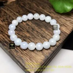 Vòng ngọc cẩm thạch chuỗi trắng phớt tím hơn 9 ly - Ảnh 4