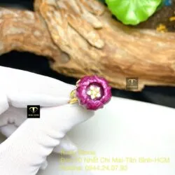 Nhẫn hoa mẫu đơn Ruby Nam Phi, vàng 18k - Ảnh 8