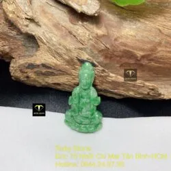 Phật quan âm ngọc Cẩm thạch xanh lý, KT 36mm