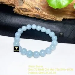 Vòng chuỗi ngọc Cẩm thạch màu lam nhạt 9,5 ly - Hình ảnh 4