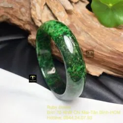 Vòng cẩm thạch sơn thuỷ xanh lá, bản 17mm - Ảnh 9