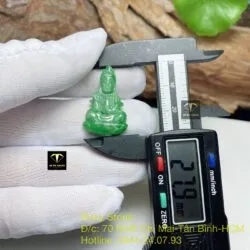 Phật quan âm ngọc Cẩm thạch xanh lý táo, KT 28mm - Ảnh 5
