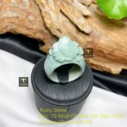 Nhẫn thiềm thừ ngọc Cẩm thạch tạc tay tinh xảo - Hình ảnh 4