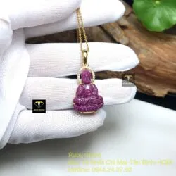 Phật Thích Ca Ruby Nam Phi, KT 23mm, vàng 18k - Ảnh 5