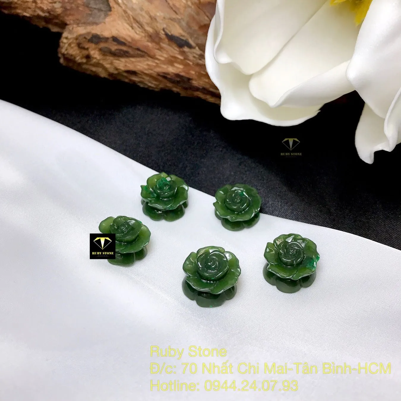 Mặt dây chuyền hoa mẫu đơn Ngọc bích xanh đậm Mặt dây chuyền hoa mẫu đơn Ngọc bích xanh đậm - Ảnh 3