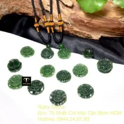Mặt dây chuyền Hoa mẫu đơn Ngọc bích, KT 20mm - Hình ảnh 6