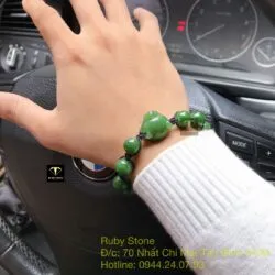 Vòng tay Đầu báo Ngọc bích hạt 10 ly - Ảnh 7