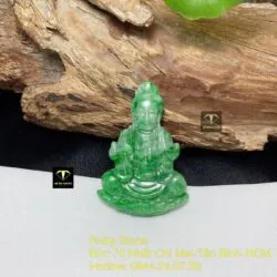 Phật quan âm ngọc Cẩm thạch xanh lý táo, KT 43mm