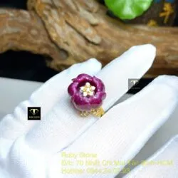 Nhẫn hoa mẫu đơn Ruby Nam Phi, vàng 18k - Ảnh 9