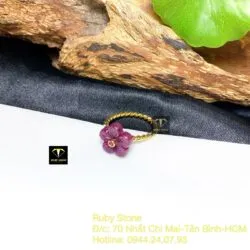 Nhẫn hoa mai Ruby Nam Phi, vàng 18k - Hình ảnh 6