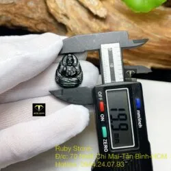Phật Quan Âm ngọc Phỉ Thúy Mực Dục, KT 20mm - Hình ảnh 5