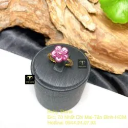 Nhẫn hoa mai Ruby Nam Phi, vàng 18k - Hình ảnh 4