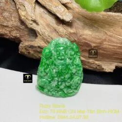 Phật quan âm ngọc Cẩm thạch xanh lý táo, KT 51mm