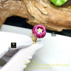 Nhẫn hoa mẫu đơn Ruby Nam Phi, vàng 18k - Ảnh 6