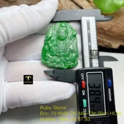 Phật quan âm ngọc Cẩm thạch xanh lý táo, KT 38mm