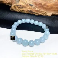 Vòng chuỗi ngọc Cẩm thạch màu lam nhạt 9,5 ly - Hình ảnh 2
