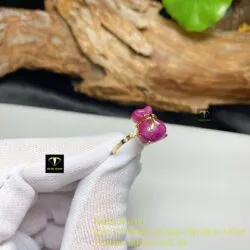 Nhẫn túi tiền Ruby Nam Phi, vàng 18k - Hình ảnh 6