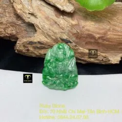 Phật quan âm ngọc Cẩm thạch xanh lý táo, KT 38mm