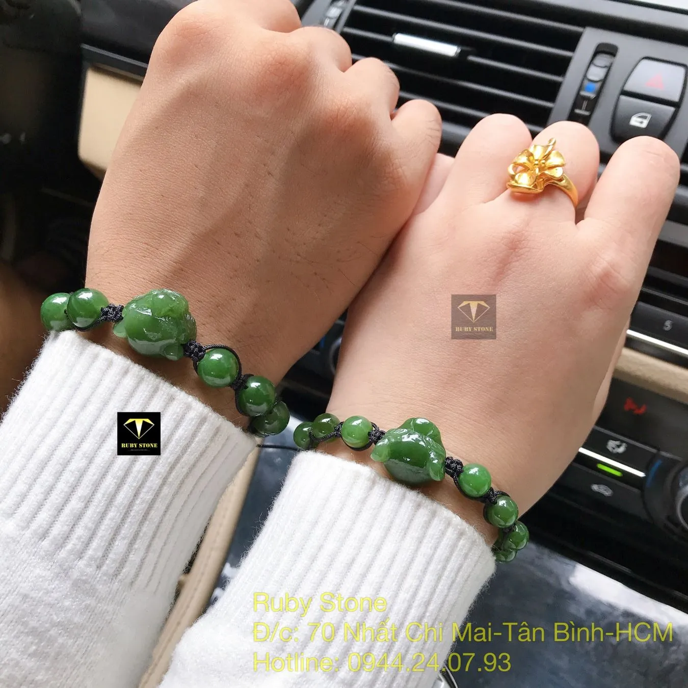 Vòng cặp ngọc bích Canada xanh lá thắt charm đầu Báo Vòng cặp ngọc bích Canada xanh lá thắt charm đầu Báo - Ảnh 4