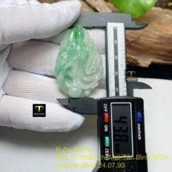 Phật Bà Quan Âm cưỡi rồng ngọc Cẩm thạch xanh lý, KT 44mm - Ảnh 6