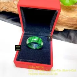 Nhẫn cẩm thạch sơn thuỷ xanh lý, bản 10 ly - Ảnh 6