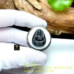 Phật Quan Âm ngọc Phỉ Thúy Mực Dục, KT 20mm