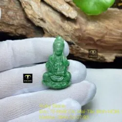 Phật quan âm ngọc Cẩm thạch xanh lý, KT 36mm