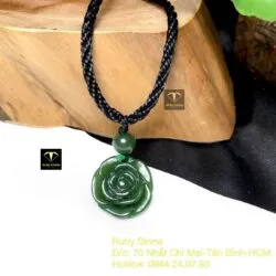 Mặt dây chuyền hoa mẫu đơn Ngọc bích xanh lý đậm Mặt dây chuyền hoa mẫu đơn Ngọc bích xanh lý đậm