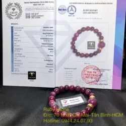 Vòng Ruby Nam Phi 9,2 ly, mix trái châu mài giác và bánh xe vàng 24k - Hình ảnh 7
