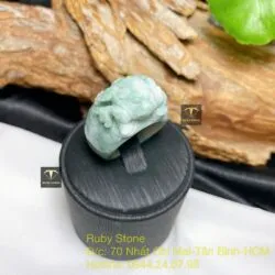 Nhẫn thiềm thừ ngọc Cẩm thạch tạc tay tinh xảo - Hình ảnh 2