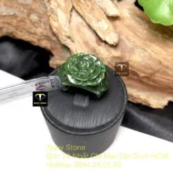 Nhẫn hoa mẫu đơn Ngọc bích Canada (Gia công tay theo ni tay Khách) - Ảnh 4
