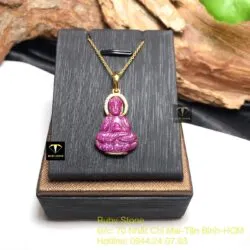 Phật Thích Ca Ruby Nam Phi, KT 23mm, vàng 18k - Ảnh 3