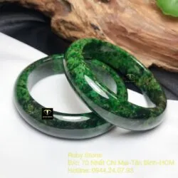 Vòng cẩm thạch sơn thuỷ xanh lá, bản 17mm - Ảnh 4