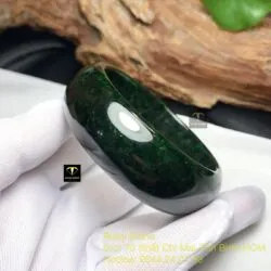 Vòng tay ngọc Cẩm thạch sơn thuỷ xanh đen, bản 21mm - Ảnh 7