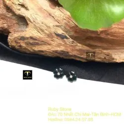 Khuyên tai cỏ bốn cánh ngọc Phỉ Thúy Mực Dục, vàng 18k - Ảnh 6
