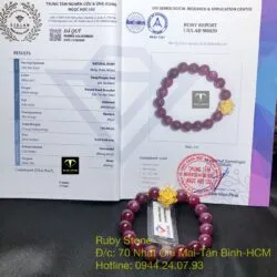 Vòng tay Ruby Nam Phi mix charm hoa sen vàng 24k - Ảnh 6