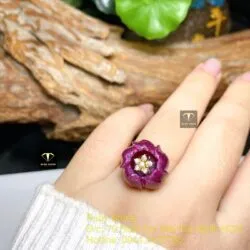 Nhẫn hoa mẫu đơn Ruby Nam Phi, vàng 18k - Ảnh 2