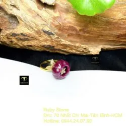 Nhẫn hoa mẫu đơn Ruby Nam Phi, vàng 18k - Ảnh 4