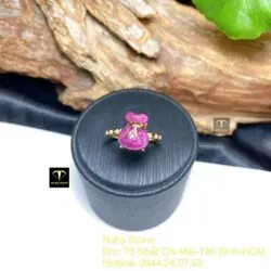 Nhẫn túi tiền Ruby Nam Phi, vàng 18k - Hình ảnh 3