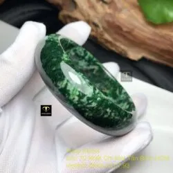 Vòng tay ngọc Cẩm thạch sơn thuỷ xanh vân trắng, bản 17mm - Ảnh 4